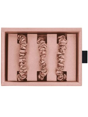 19mm skinny size girls 100% silk hair scrunchies with brand logo