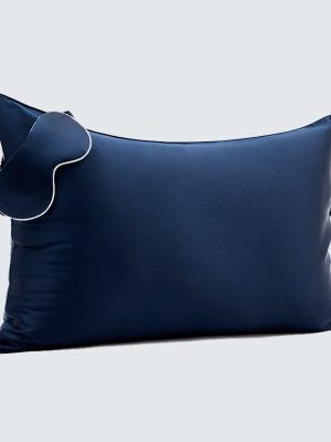 Customs printing logo travel 100% silk sets silk pillowcase and sleeping eye masks