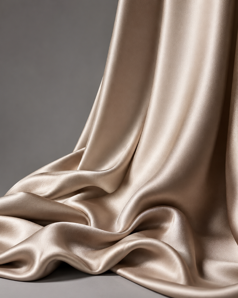 Premium mulberry silk fabric close up texture