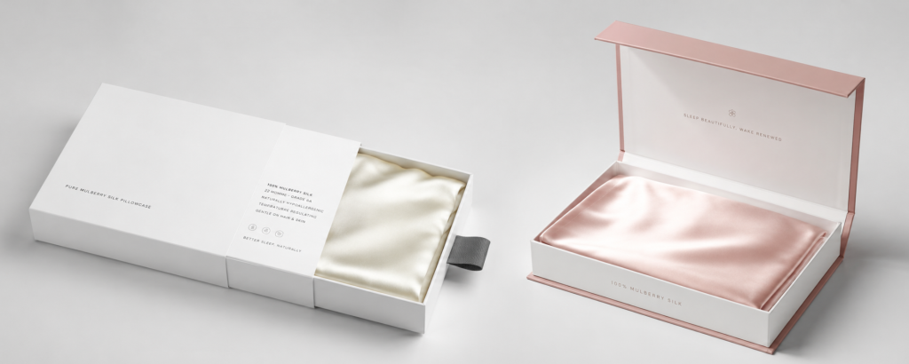Private label mulberry silk gift set with custom luxury packaging