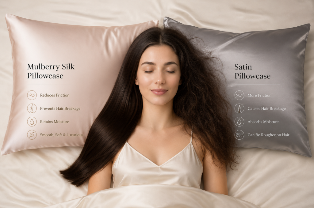 Mulberry silk versus polyester satin fabric comparison